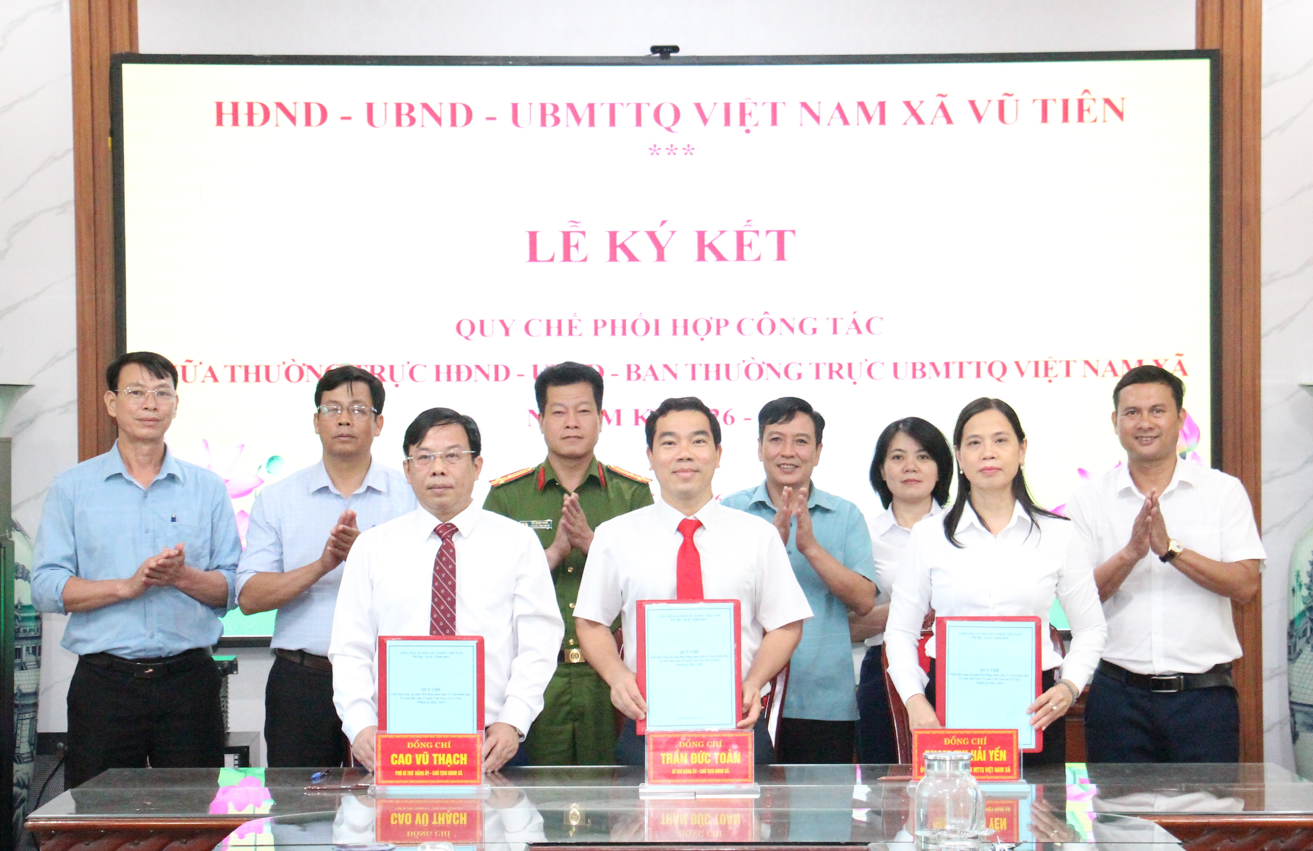 Vũ Tiên ký kết Quy chế phối hợp công tác giữa Thường trực HĐND, UBND và Ban Thường trực Ủy ban MTTQ Việt Nam xã nhiệm kỳ 2026 - 2031